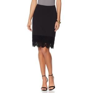 Hal Rubenstein The "Ella" Women's Ponte and Lace Trimmed Skirt Black Size 4 HSN